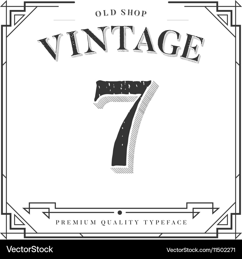 Font numbers with classy stylish frame vector image