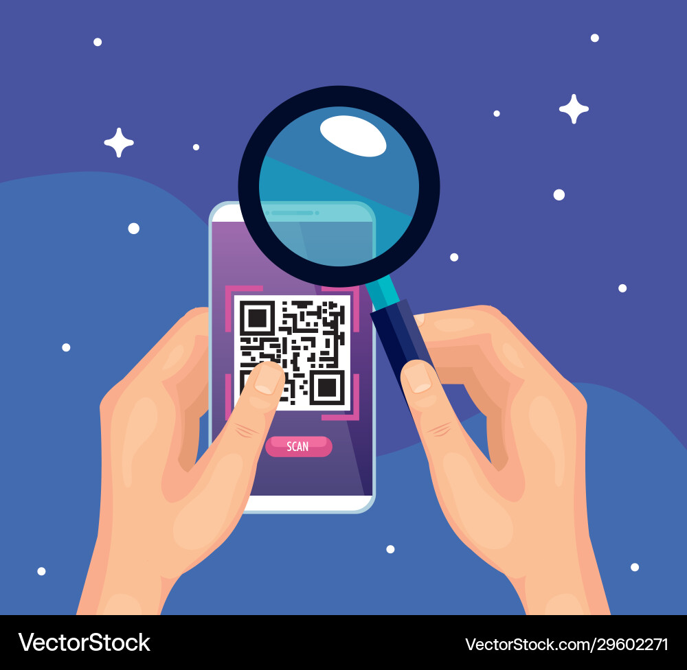 Hands mit Smartphone mit Scan-Code qr vektorbild