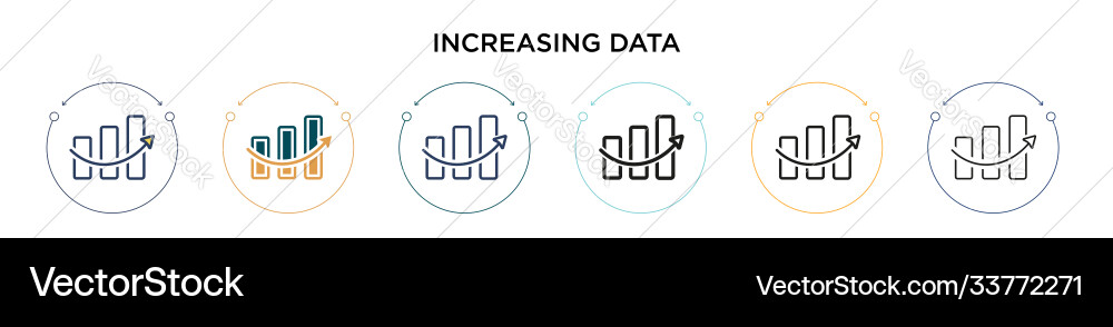 Increasing data icon in filled thin line outline Increasing data icon in filled thin line outline vector image