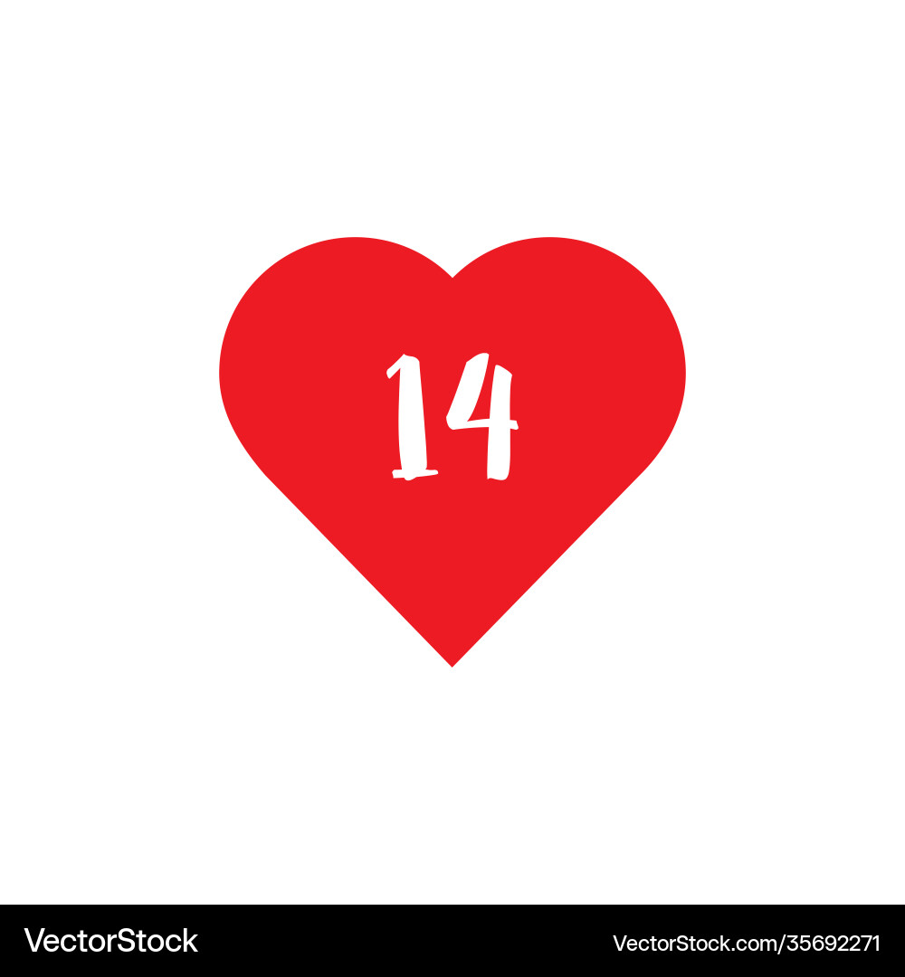 Minimal flat concept with 14 date and design Minimal flat concept with 14 date and design Vector Image