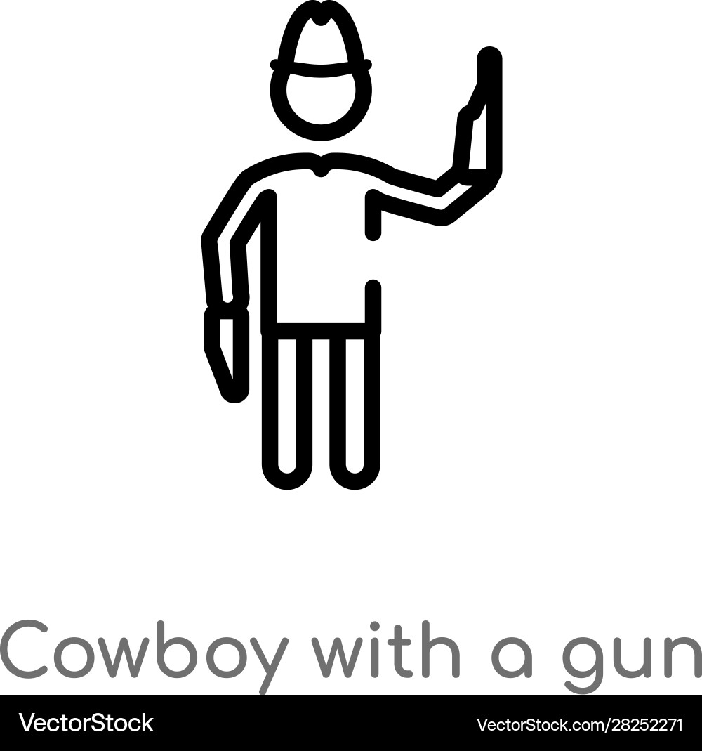 Outline cowboy with a gun icon isolated black Vector Image