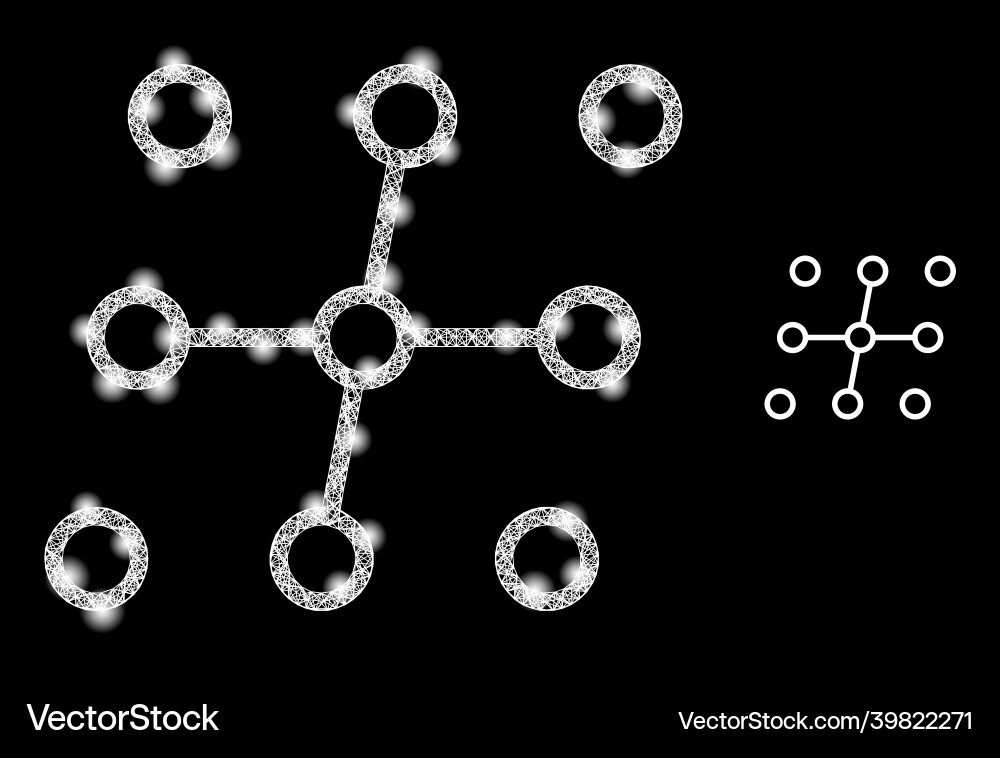 Polygonal wire frame mesh nodes with magic vector image