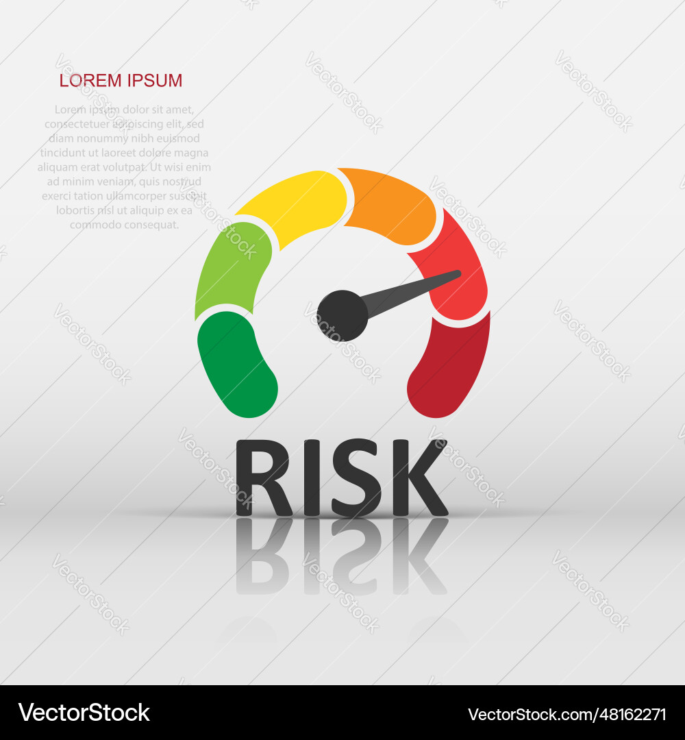Risk meter icon in flat style rating indicator Risk meter icon in flat style rating indicator vector image