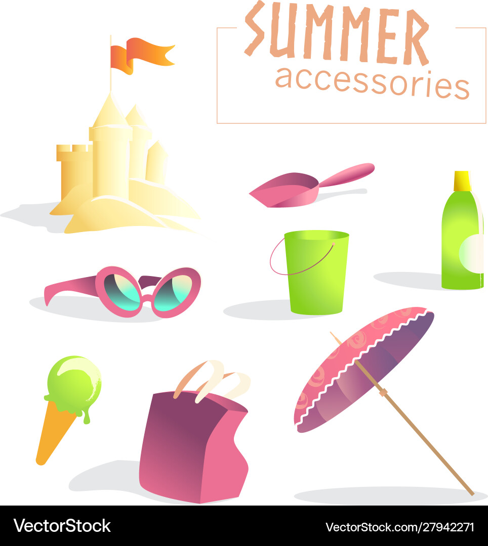 Sammlung Sommer Urlaub Meer Ruhe Zubehör Sammlung Sommer Urlaub Meer Ruhe Zubehör vektorbild