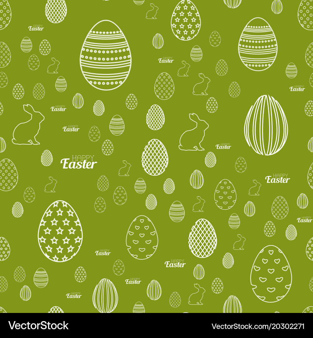 Seamless easter pattern with eggs and rabbit vector image