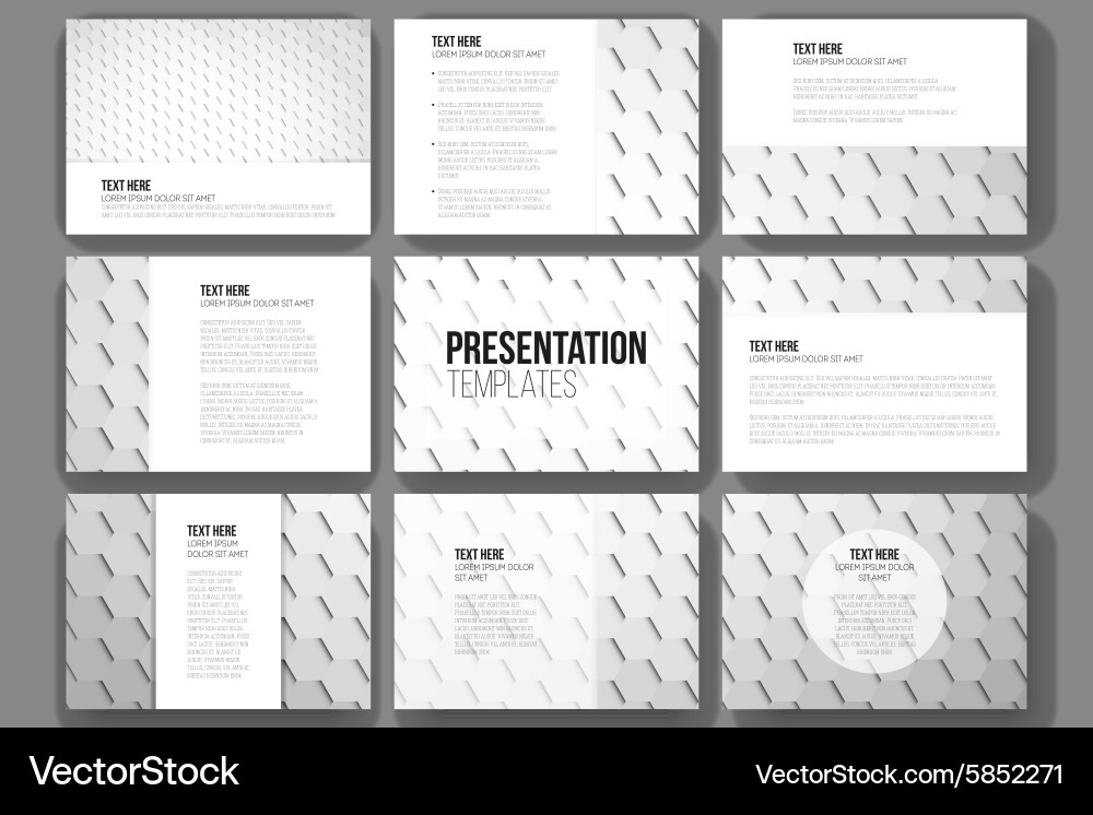 Set of 9 templates for presentation slides vector image