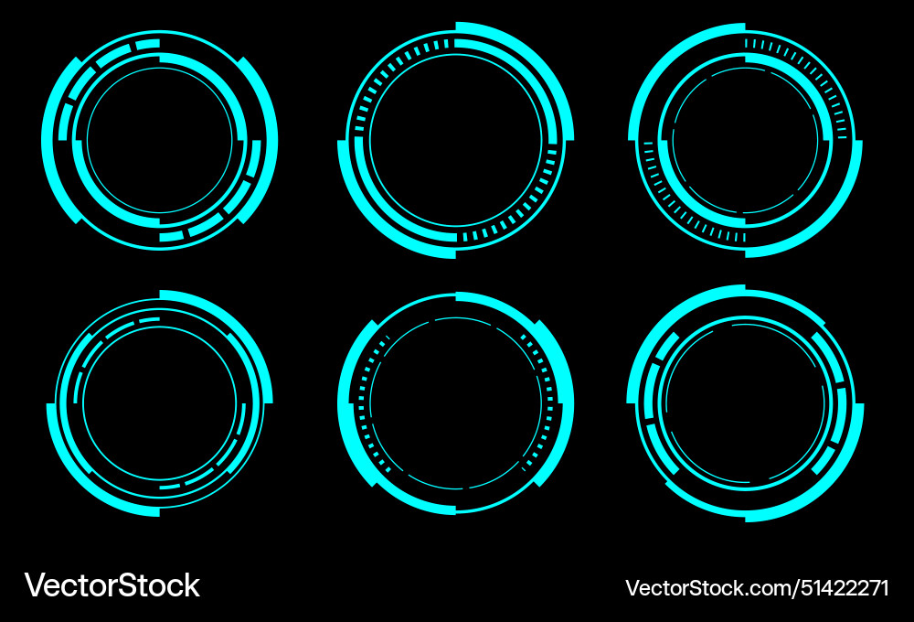 Set of sci fi blue circle user interface elements Set of sci fi blue circle user interface elements vector image
