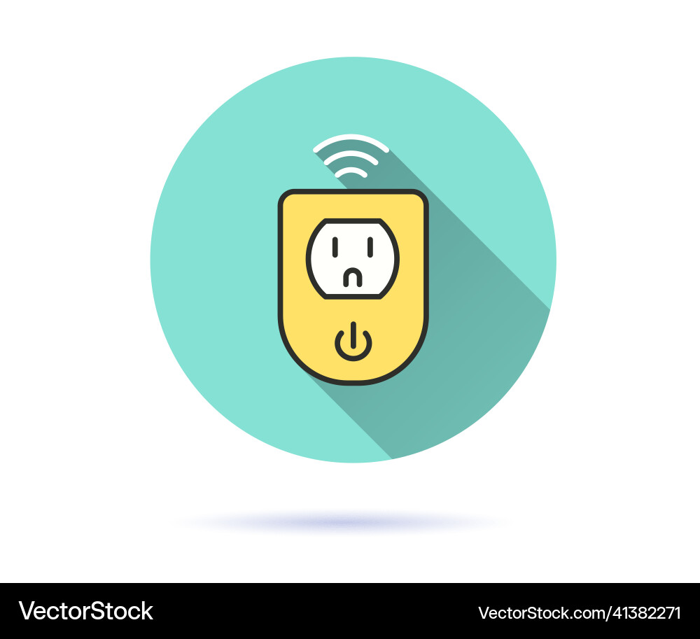 Smart socket icon with long shadow for graphic vector image