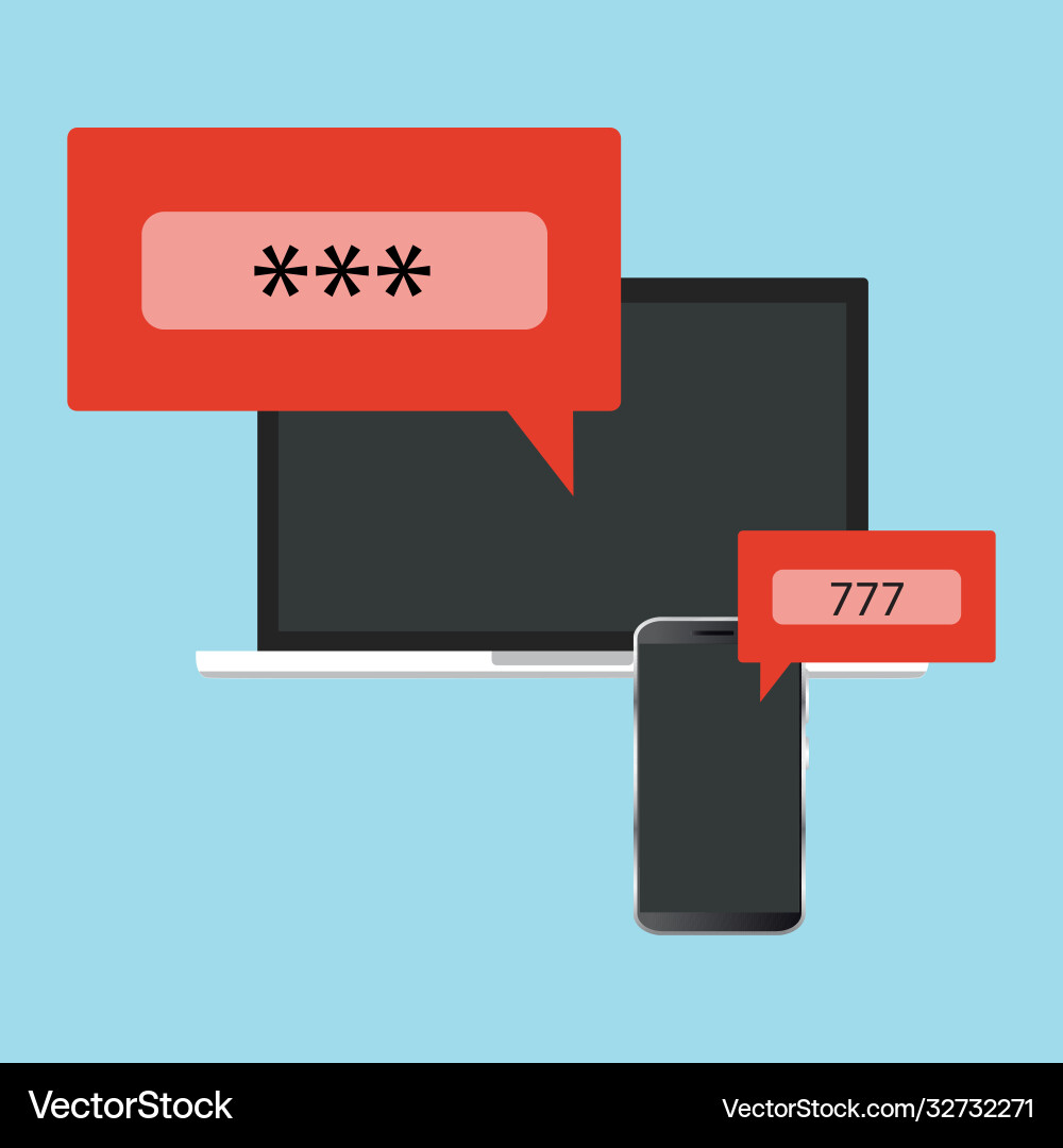 Smartphone and computer security two step Smartphone and computer security two step Vector Image