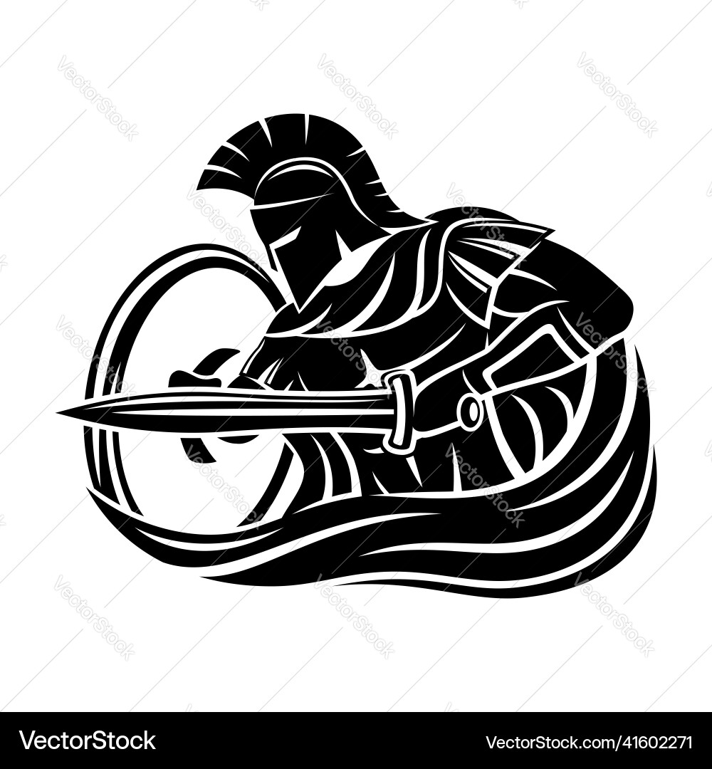 Spartan Warrior with Sword and Shield Vector Image