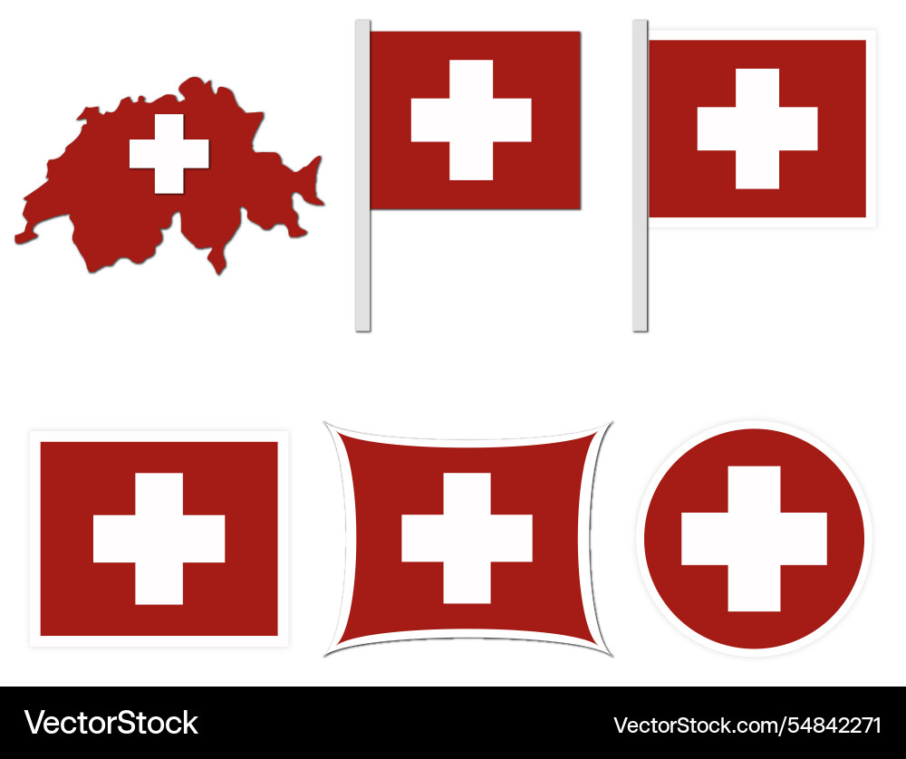 Switzerland flags on many objects Switzerland flags on many objects vector image
