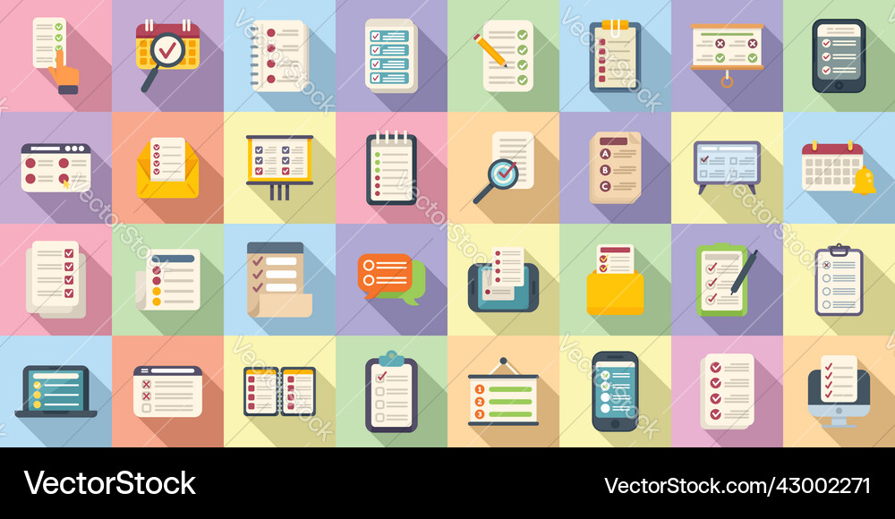 Task schedule icons set flat calendar Task schedule icons set flat calendar vector image