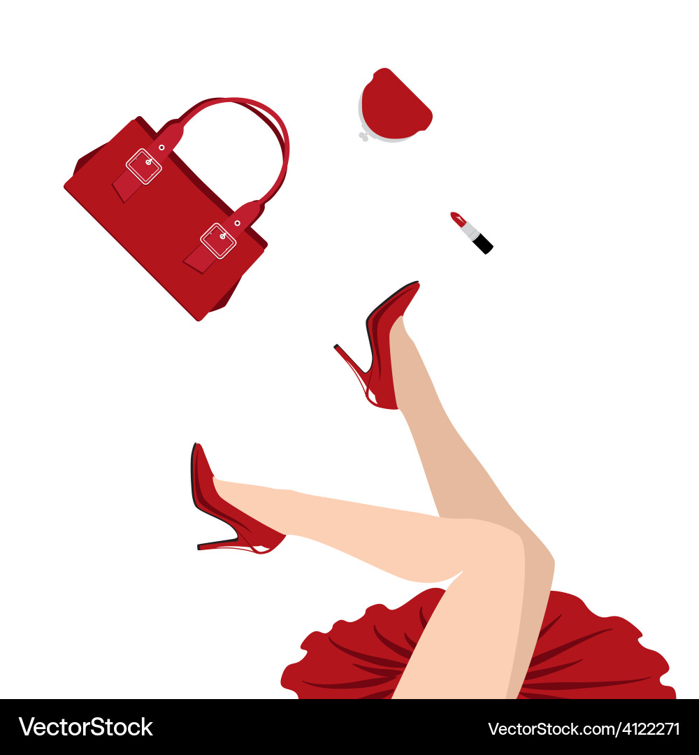 Woman in Red Dress - Falling Vector Image