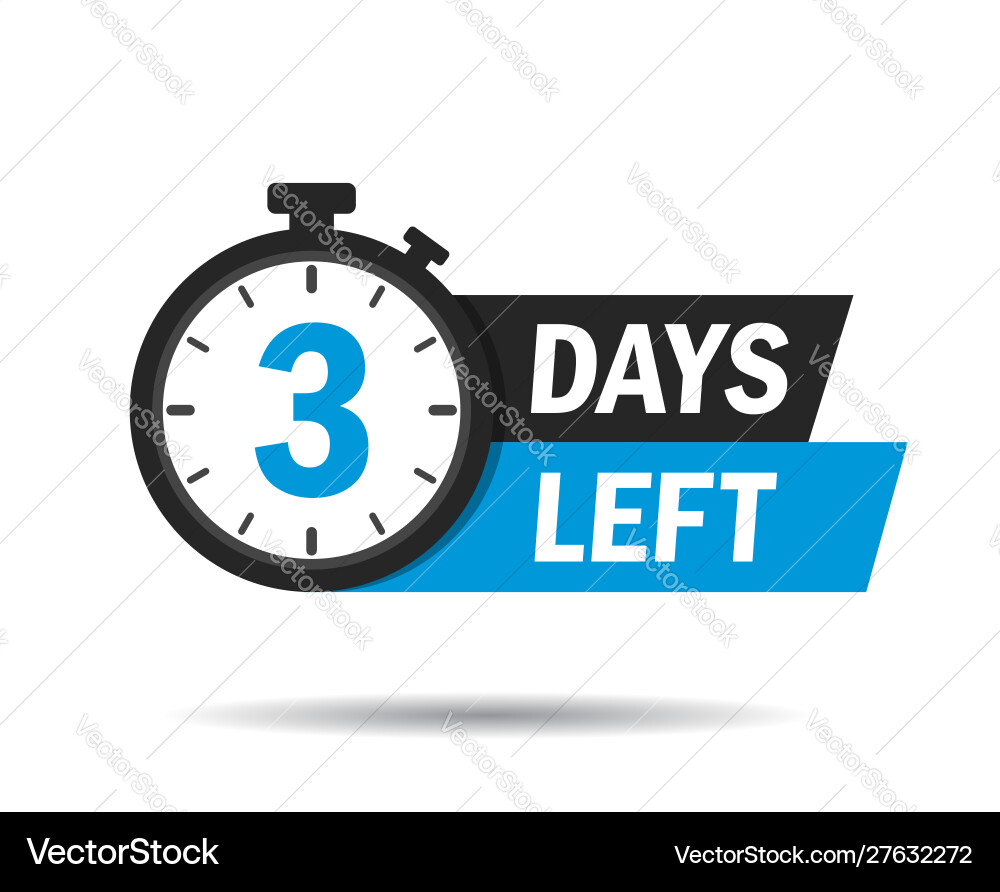 3 Days Left Countdown Timer vector image