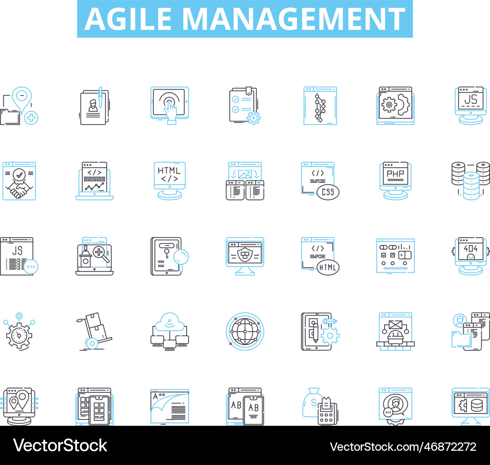 Agile management linear icons set iterative Agile management linear icons set iterative vector image