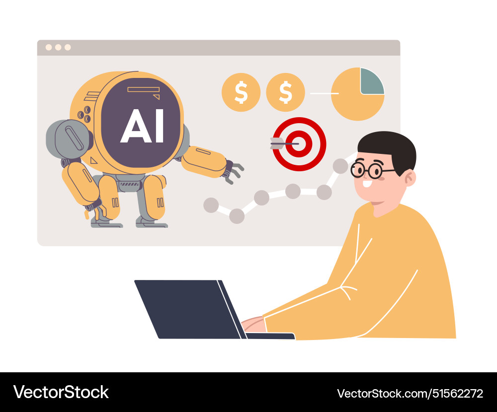 Ai powered marketing tools automated bot analytics Ai powered marketing tools automated bot analytics vector image