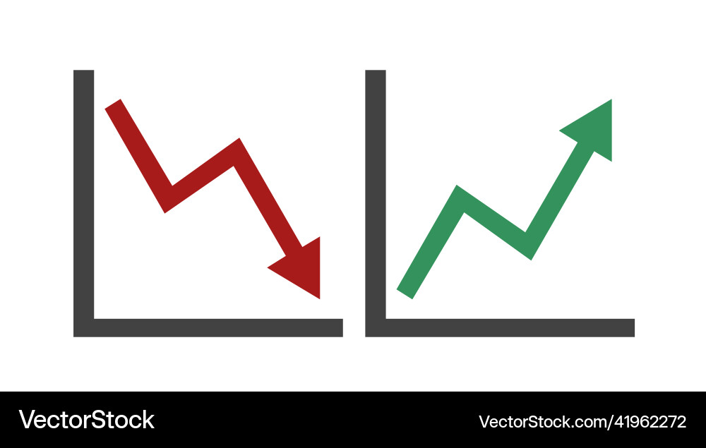 Arrows in graph icon set Vector Image