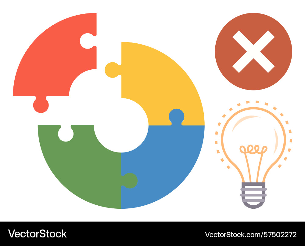Circular puzzle pieces highlighting problem Vector Image