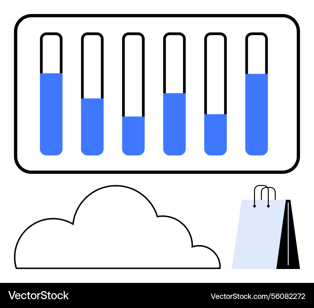 Data analytics bars with progress levels cloud Vector Image