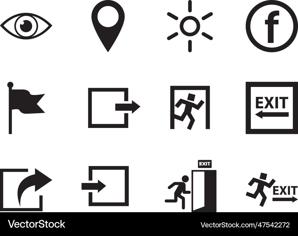 Exit simple icons set Exit simple icons set Vector Image