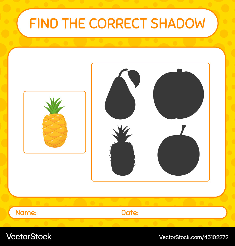Find the correct shadows game with pineapple Find the correct shadows game with pineapple Vector Image