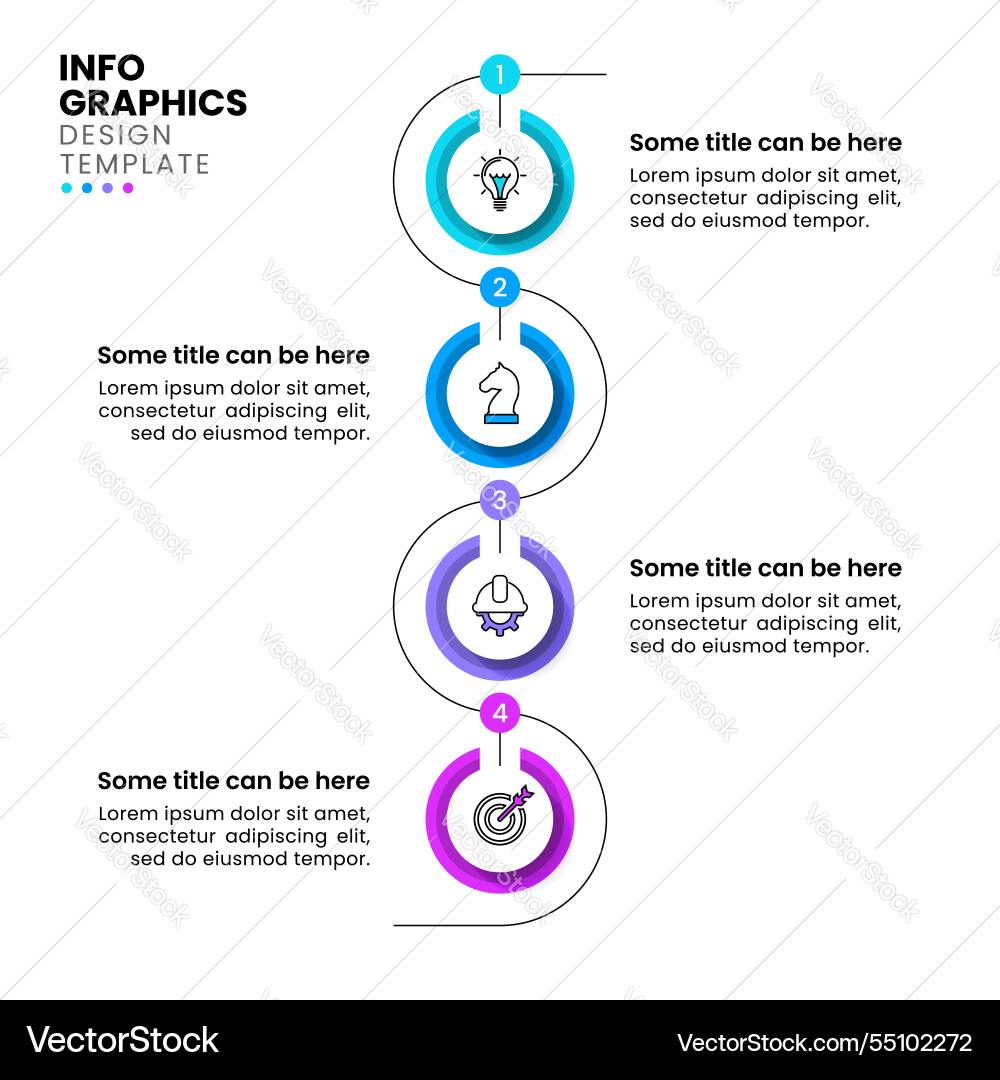Infographic template vertical line with 4 circles Vector Image