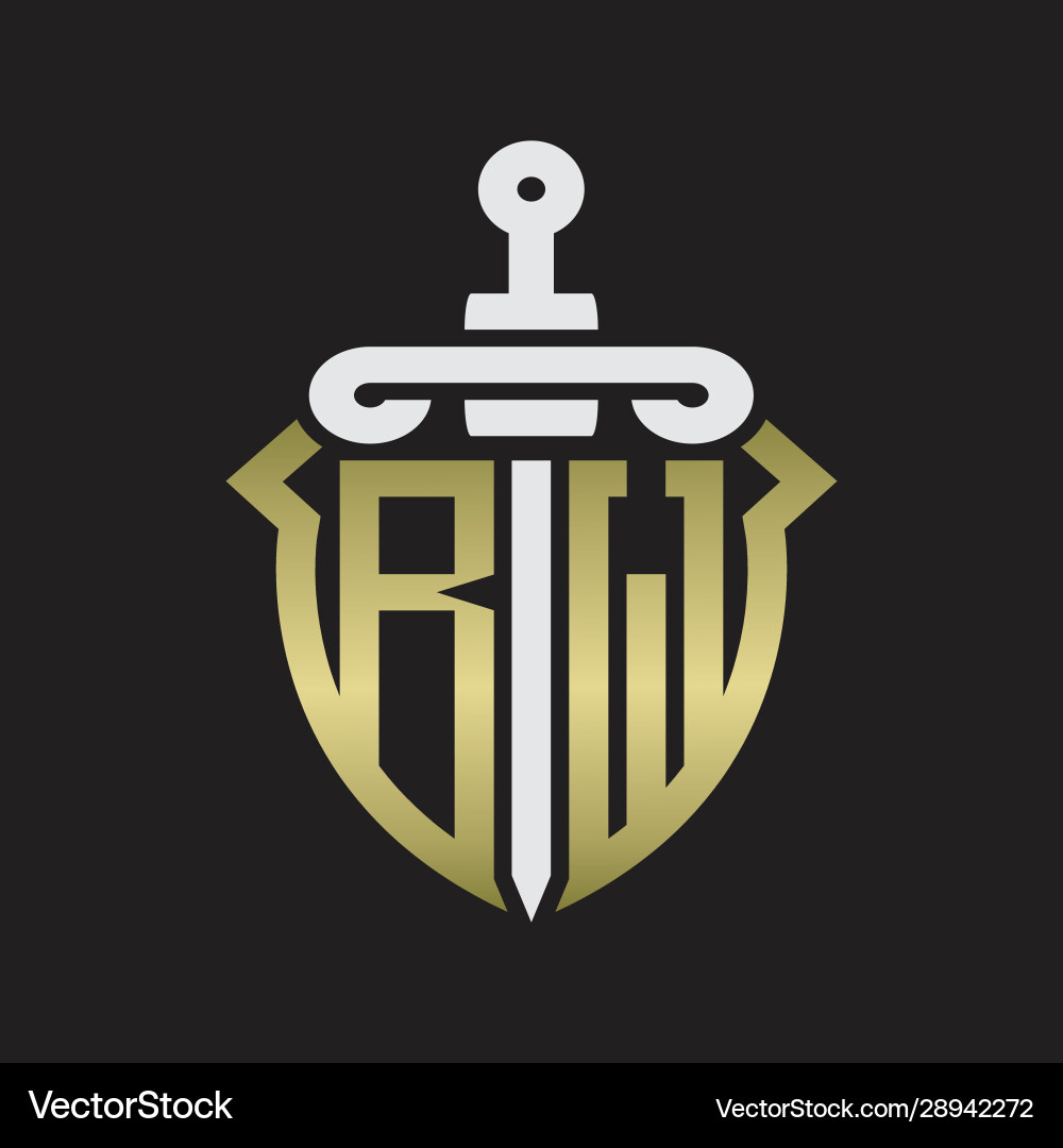 Logo-Monogramm mit Schwert und Schild Logo-Monogramm mit Schwert und Schild vektorbild