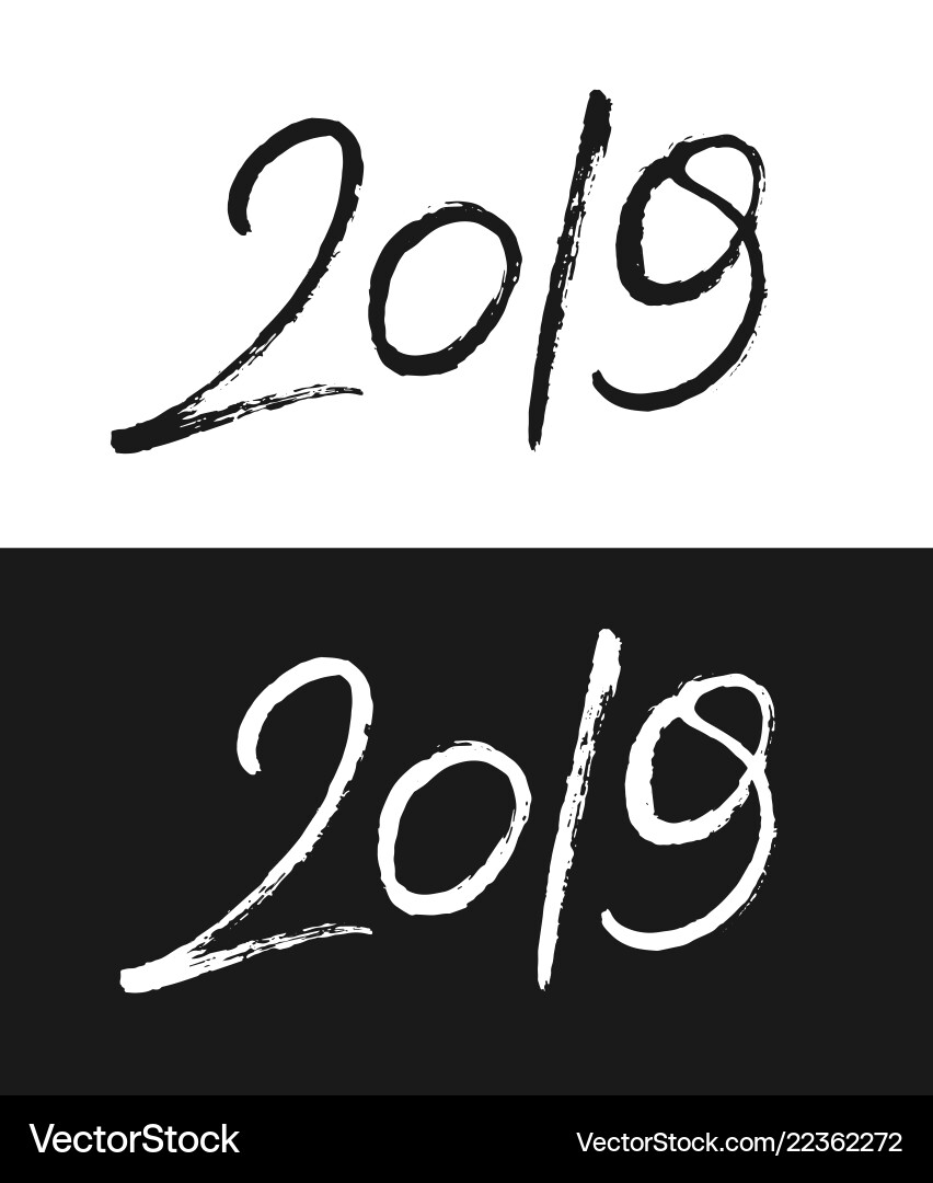 New year 2019 greeting card in black and white New year 2019 greeting card in black and white vector image