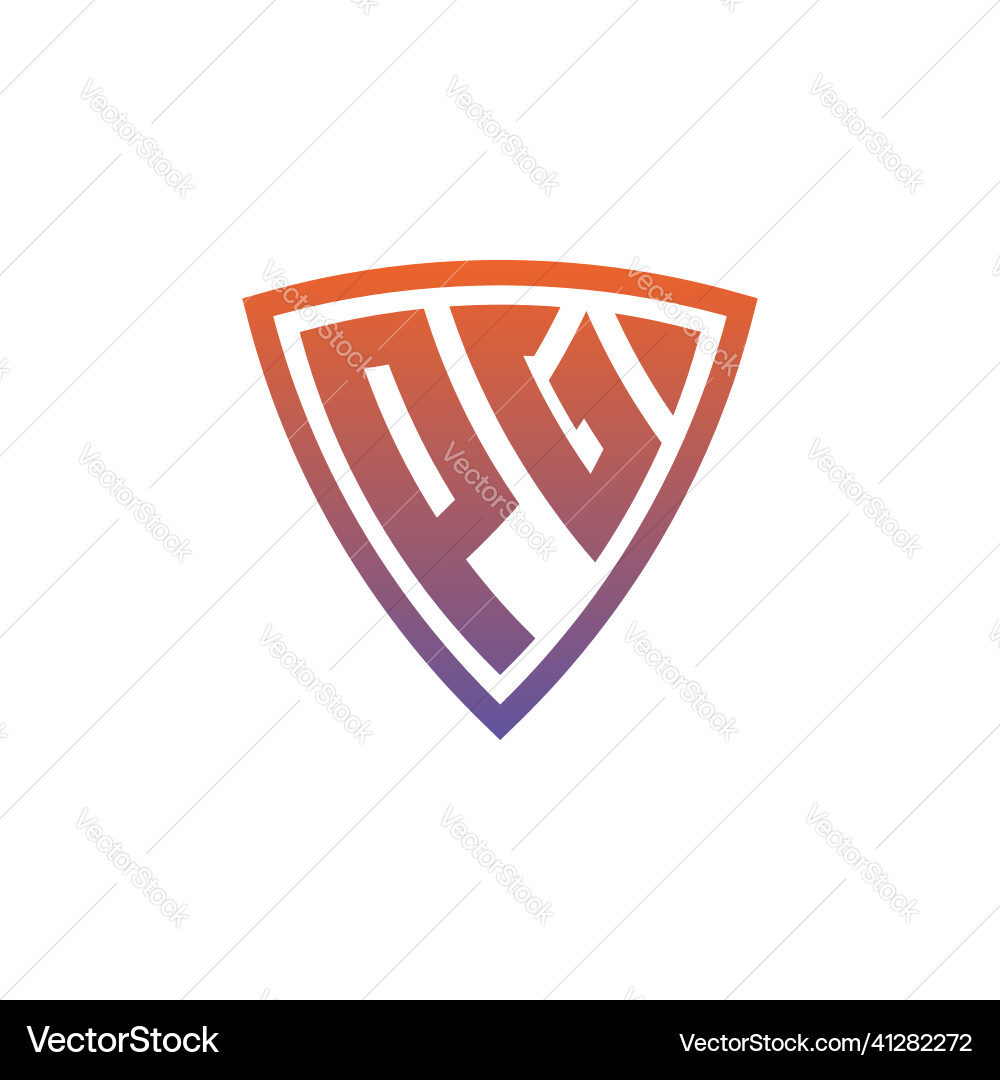 Pg logo shield monogram gradient style design Pg logo shield monogram gradient style design Vector Image