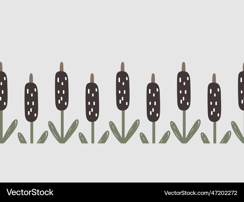 Reed cattail cane doodle hand gezogen nahtlos Reed cattail cane doodle hand gezogen nahtlos Vektorbild