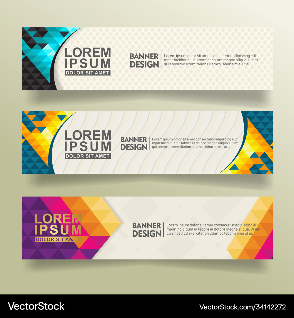 Set abstract banner template design with triangle vector image