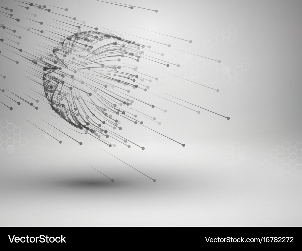 Sphere with connected lines and dots wireframe vector image