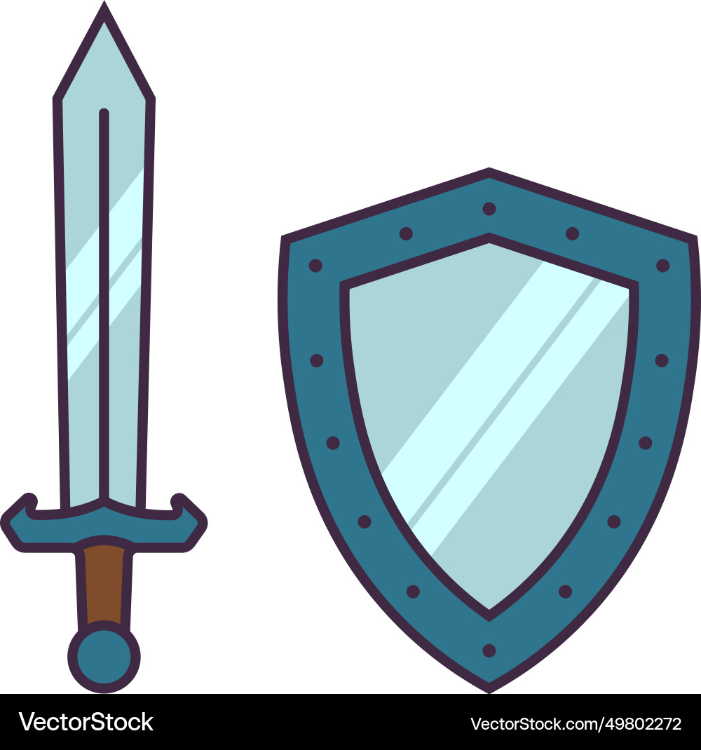 Sword and shield icon design in line fill style Sword and shield icon design in line fill style vector image