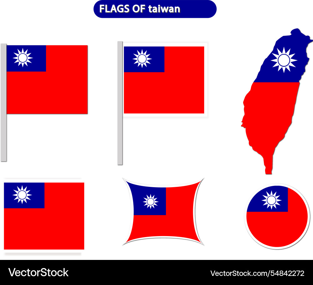 Taiwan flags on many objects Taiwan flags on many objects vector image