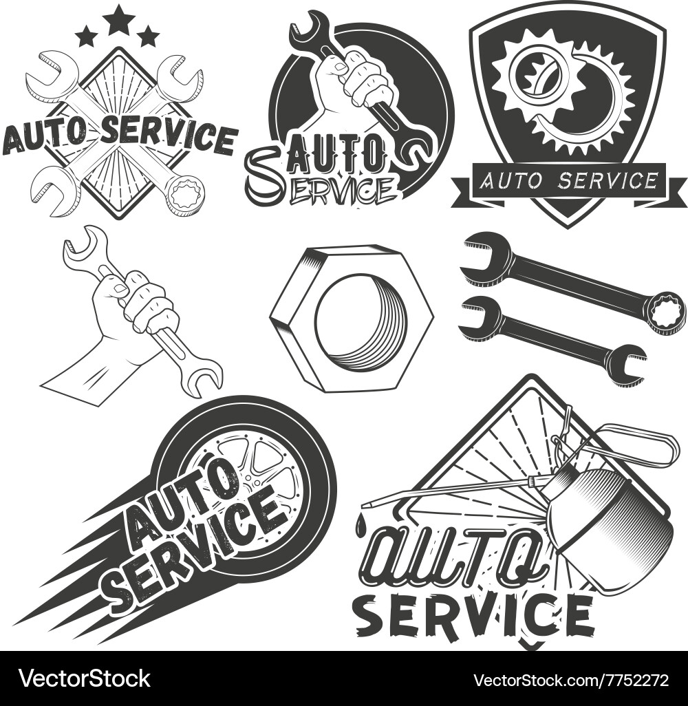 Vintage Auto Service Labels Vector Image