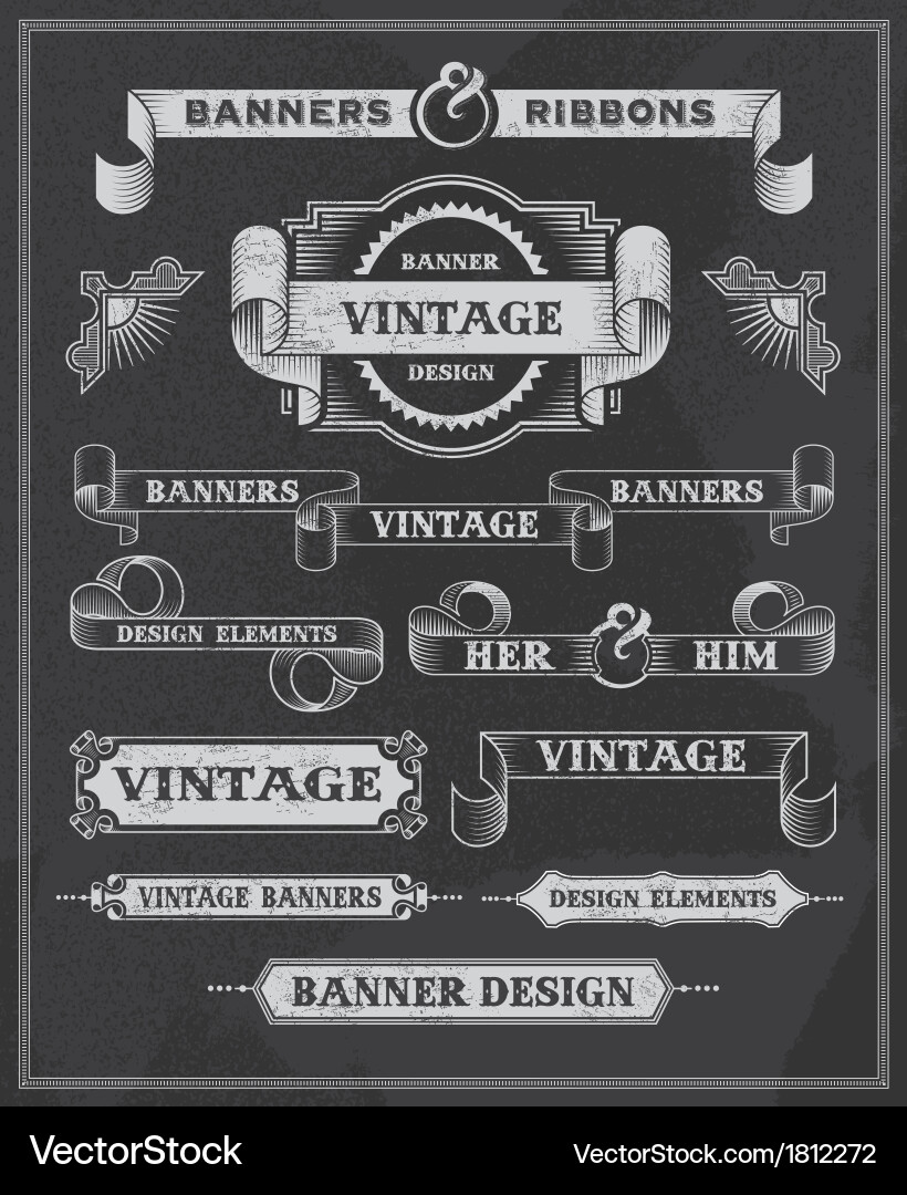 Vintage Chalkboard Banners & Ribbons vector image