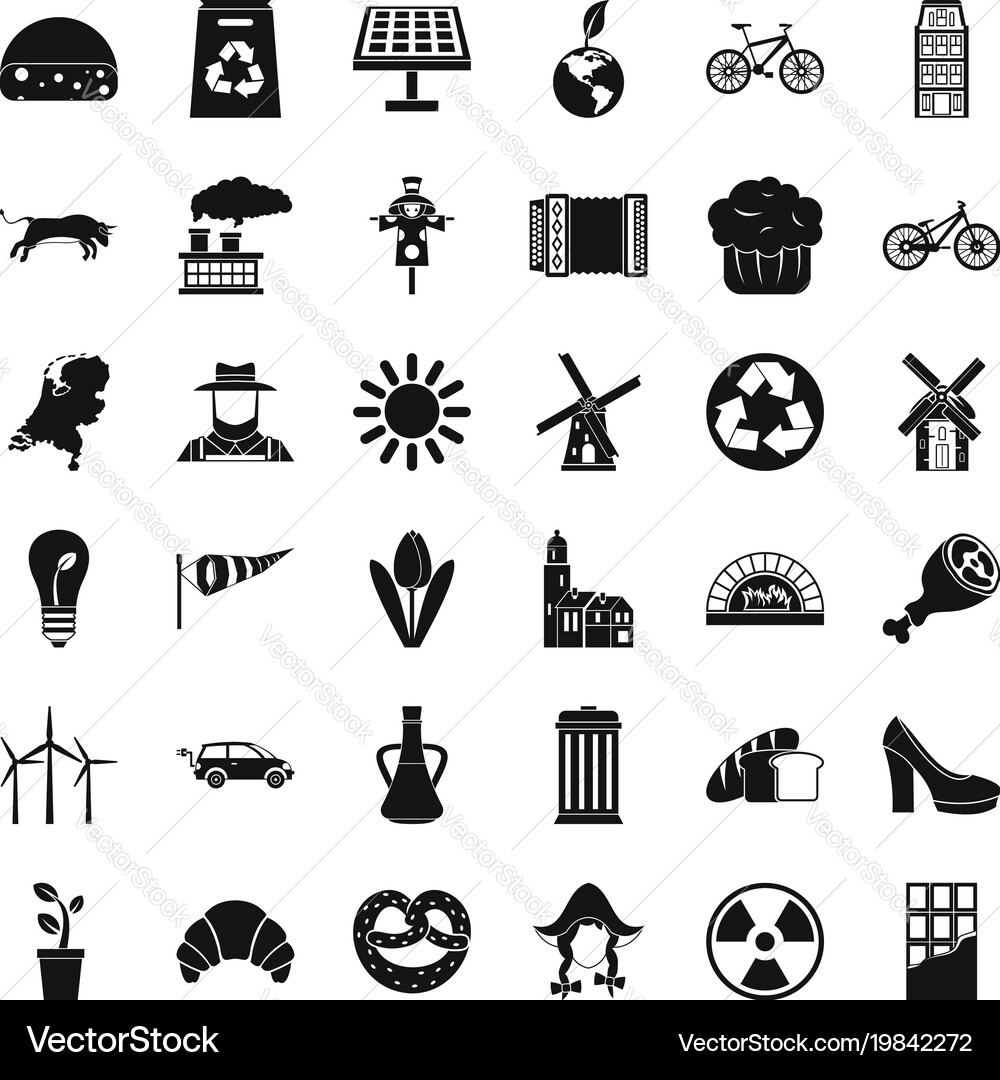 Windmill icons set simple style Vector Image