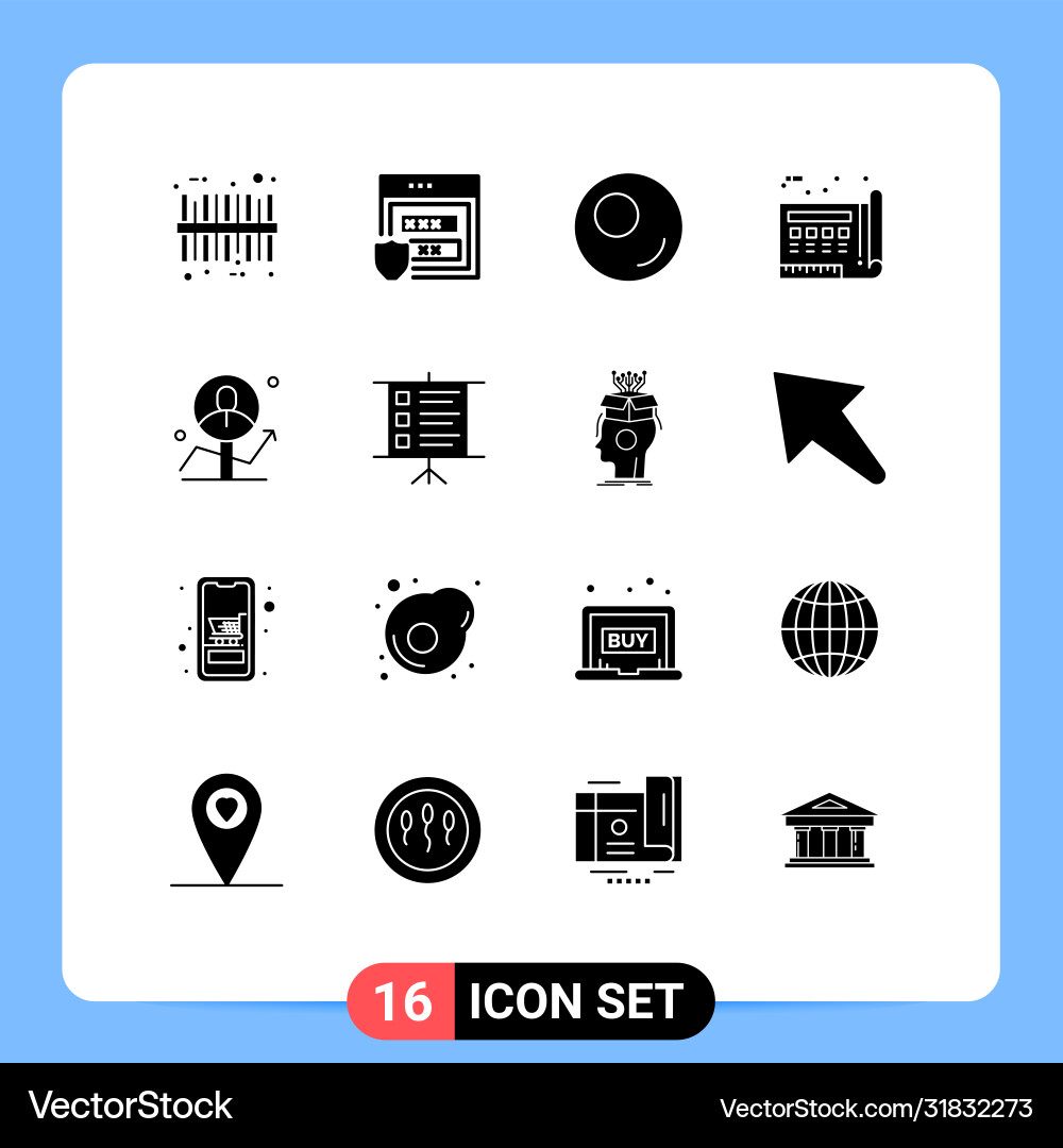 16 universal solid glyphs set for web and mobile Vector Image