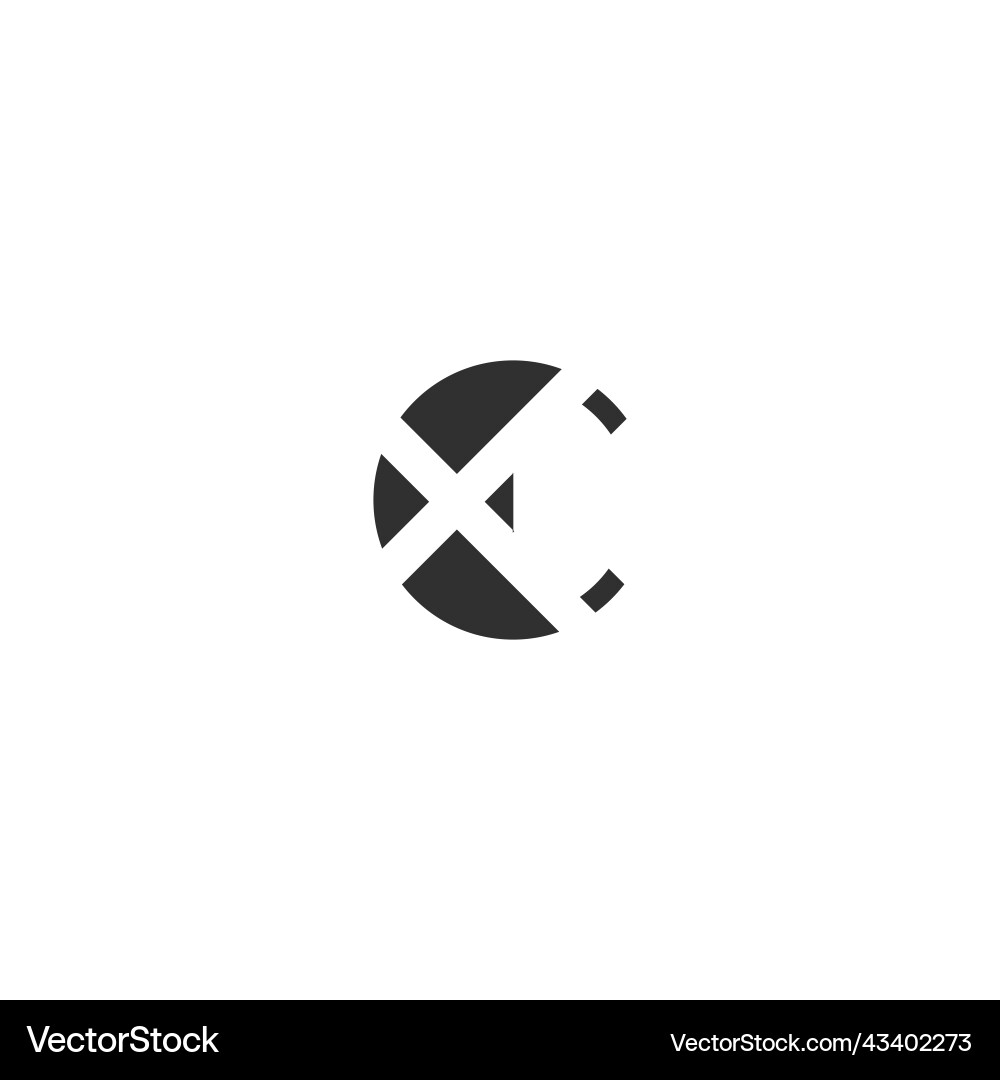 Alphabet initials logo cx xc c and x Vector Image