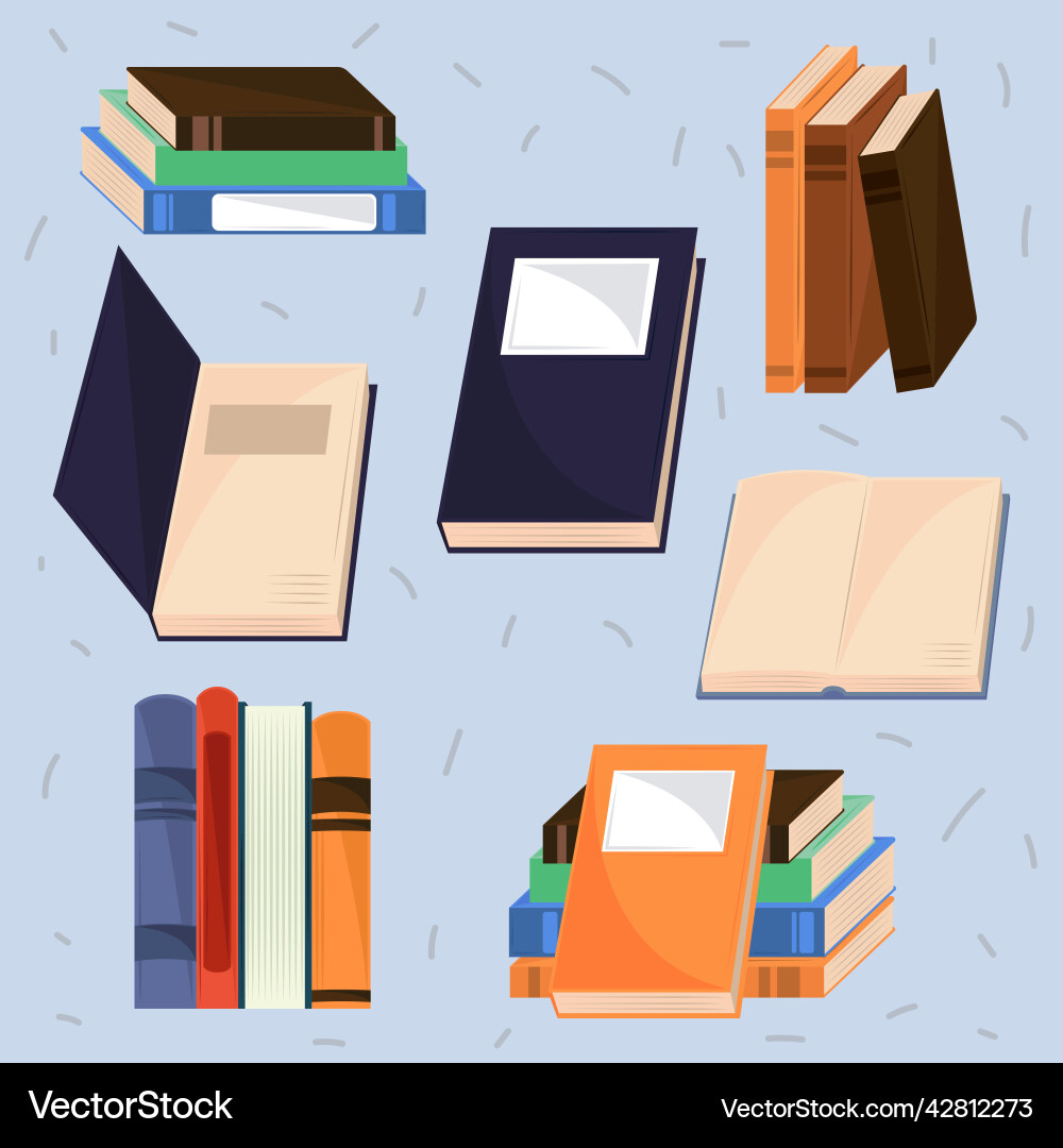 Book Icon Set - Flat Style Royalty Free Vector Image