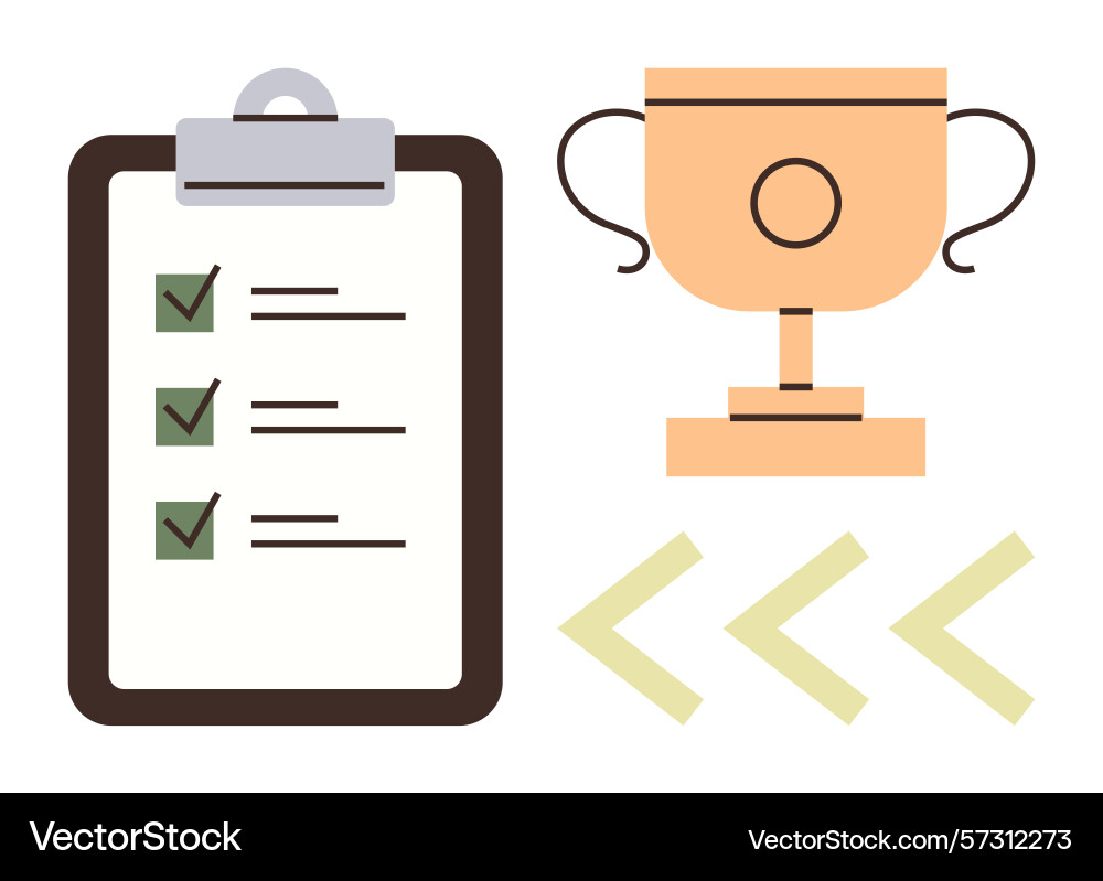 Checklist with completed tasks and a trophy Checklist with completed tasks and a trophy vector image