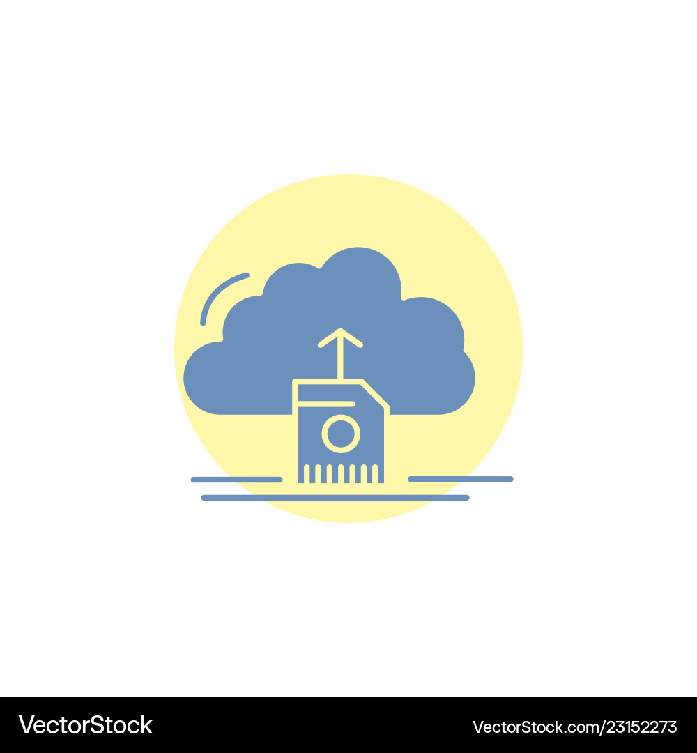 Cloud upload save data computing glyph icon Cloud upload save data computing glyph icon Vector Image
