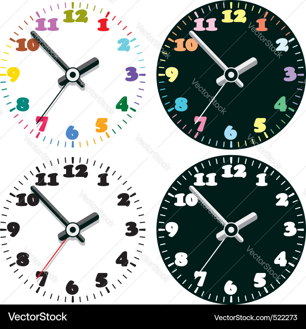 Colorful Clock Set Vector Image