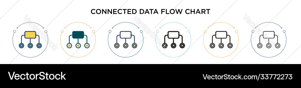 Connected data flow chart icon in filled thin Connected data flow chart icon in filled thin vector image