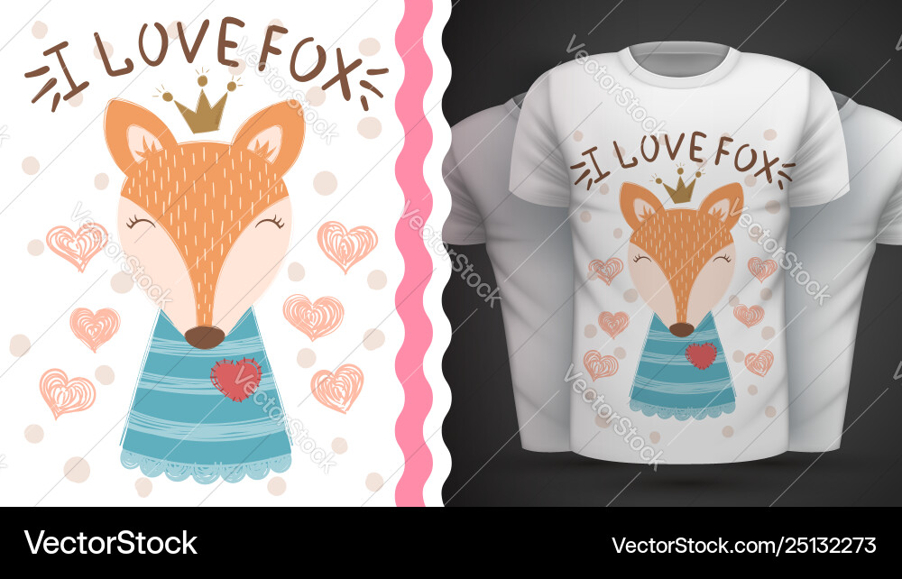 Cute fox - idea for print t-shirt Cute fox - idea for print t-shirt vector image
