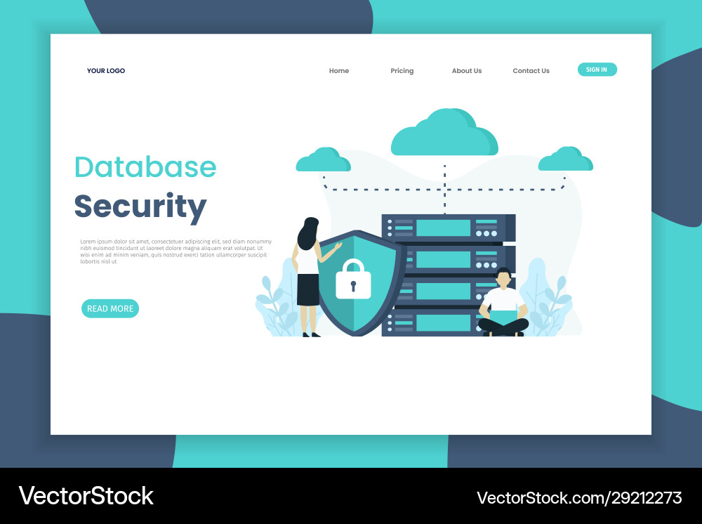 Database security landing page template vector image