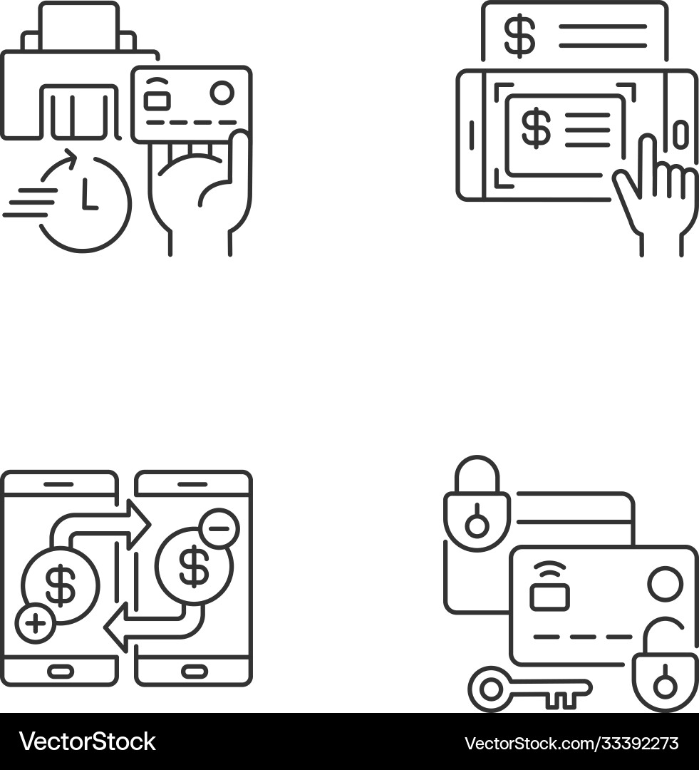 E bank service and security linear icons set E bank service and security linear icons set vector image