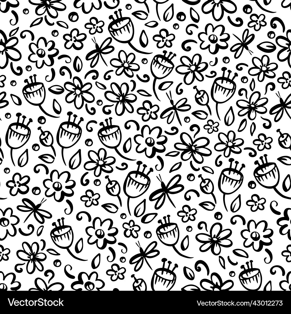 Floral Hand Drawn Pattern vector image
