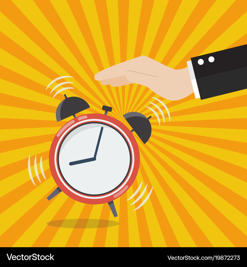 Hand Turning Off Alarm Clock – Royalty-Free Vector | VectorStock, image size:1000x1080