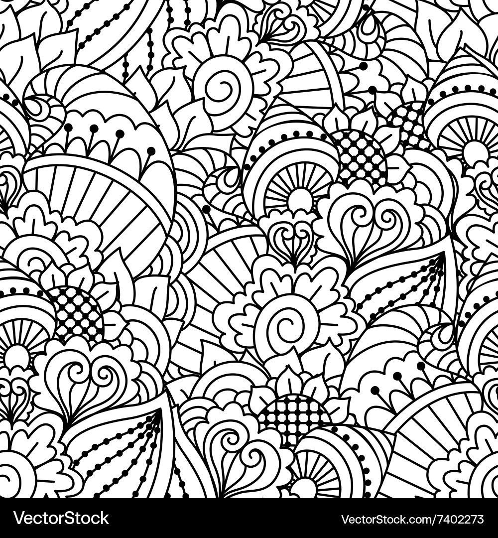 Intricate Black and White Henna Pattern vector image